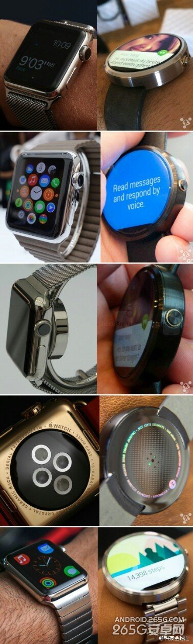 你喜歡哪一款?Apple Watch和Moto 360的對(duì)比組圖
