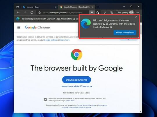 微軟屏蔽谷歌？使用Edge 安裝谷歌 Chrome 瀏覽器時再現(xiàn)彈窗警告