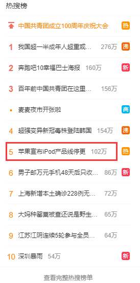 蘋果宣布iPod產品線停更，不少用戶直呼“爺青結”