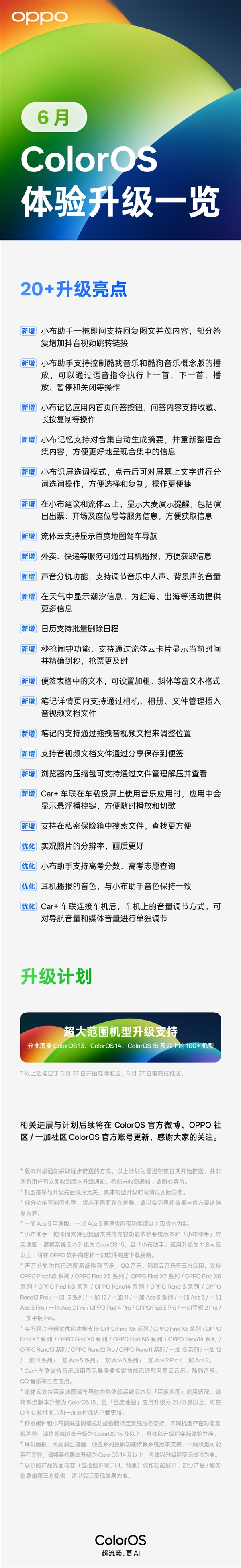 一圖看懂ColorOS 6月升級(jí) 新增百度地圖駕車(chē)導(dǎo)航等20+功能